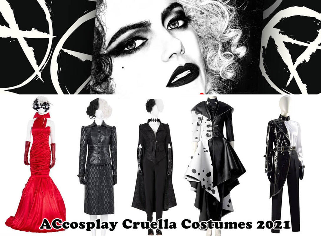 Cruella de Vil Emma Stone Black Punk Leather Costume