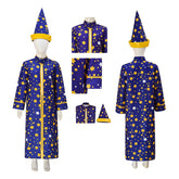 Unisex Kids Wizard Cloak with Stars Cape And Hat Witch Cloak ACcosplay