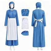 Lady Pioneer Girl Cosplay Costume Little House On The Prairie Blue Dress ACcosplay