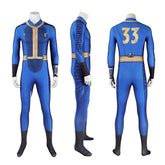 Male Fallout Vault 33 Uniform Cosplay Costume Spandex Halloween Suit