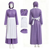 Lady Pioneer Girl Cosplay Costume Little House On The Prairie Purple Dress ACcosplay