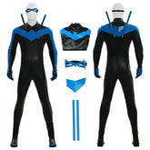 Comic Nightwing Dick Grayson Cosplay Costume Blue Dick Leather Suit ACcosplay