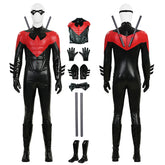 The New 52 Nightwing Dick Grayson Cosplay Costume Red Leather Halloween Outfit ACcosplay