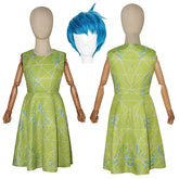 Inside Out 2 Joy Cosplay Costume Joy Yellow Dress Blue Wigs Halloween Suit
