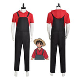 One Piece Luffy Cosplay Costume Monkey D Luffy Red Overalls Outfits Halloween Suit