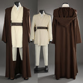 Obi-Wan Kenobi Cosplay Costume Attack of The Clones White Suit Halloween Outfit