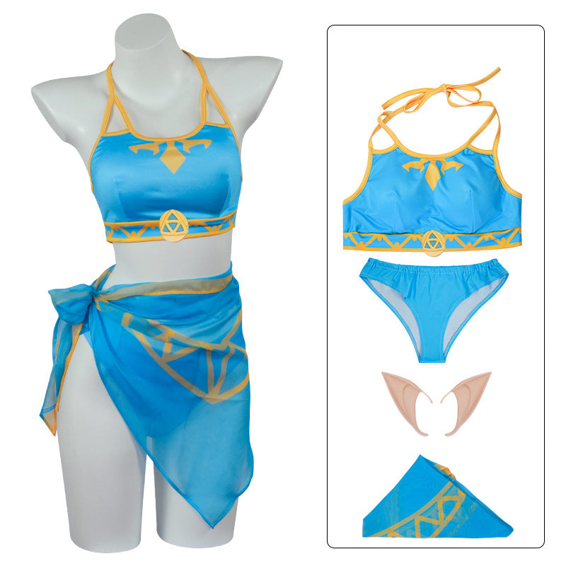 Tears of The Kingdom Cosplay Princess Zelda Swimsuit Costume Summer Wear Bikini