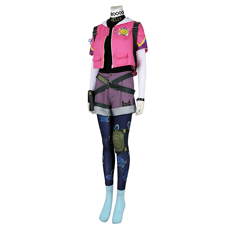 Valorant Clove Cosplay Costume Pink Clove Outfit Halloween Party Suit With Backpack