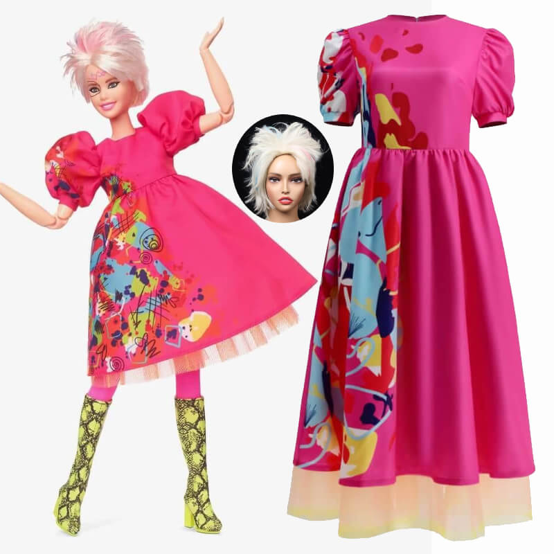 Adult Totally Hair Barbie Doll 90s Dress + Wig Women's Halloween Costume  S-XL