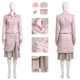 Glinda Wicked Witch Pink Stripe Suit Halloween Costume Outfit ACcosplay