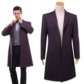 Doctor Who Cosplay Eleventh 11th Doctor Buttonless Purple Wool Frock Coat Costume - ACcosplay