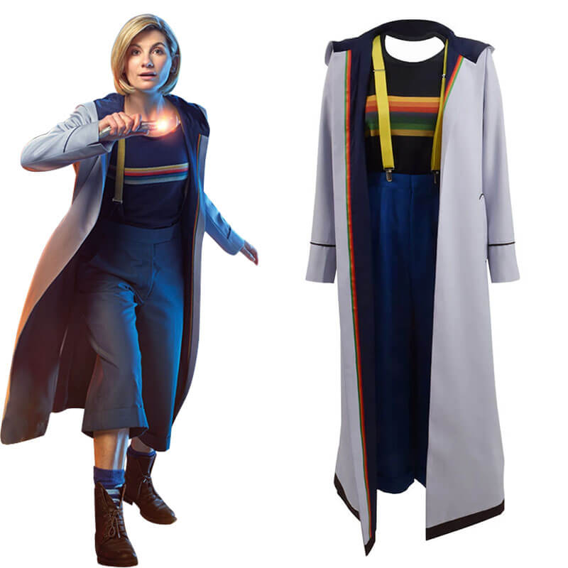 Doctor Who 13th Doctor Long Trench Coat Grey Halloween Cosplay Costume - ACcosplay
