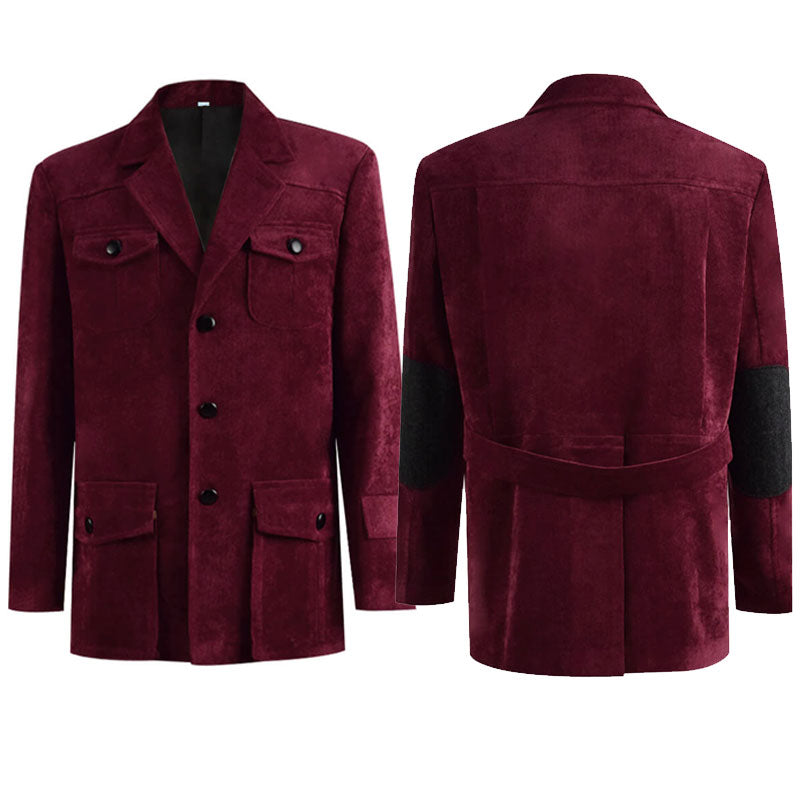 Doctor Who Fourth 4th Doctor Tom Baker Dark Red Corduroy Coat Cosplay Costume - ACcosplay