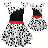 Kids Cruella Dress 2021 Cruella Dalmatian Dress Girls Halloween Cosplay Costumes ACcosplay