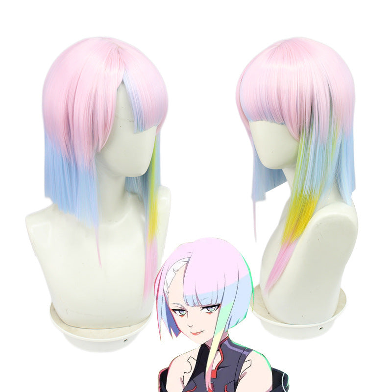 Cyberpunk Wig Cyberpunk Edgerunners Lucy Cosplay Wigs Anime Girls Gradient Color Hair Halloween Props