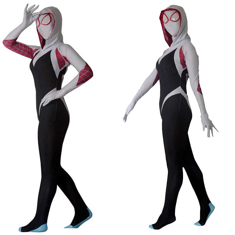 Women Zentai Suit Spider Lycra Spandex Gwen Stacy Cosplay Costume Adults Kids - ACcosplay