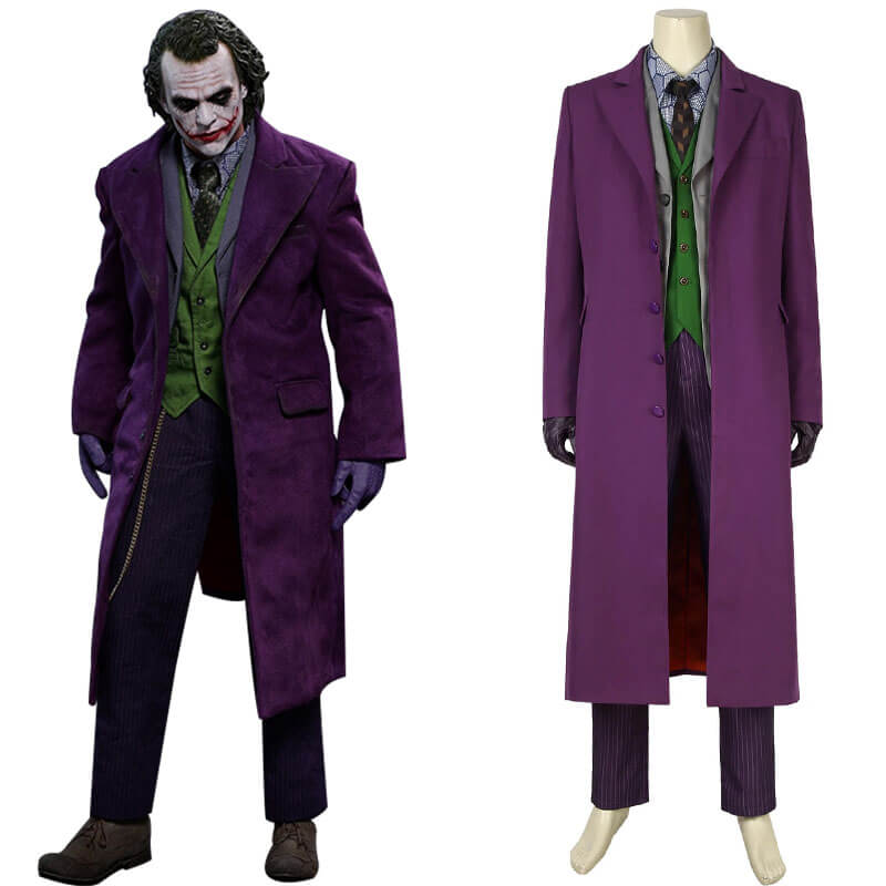 The Dark Knight Batman Joker Clown Purple Coat Cosplay Men Halloween Costume - ACcosplay