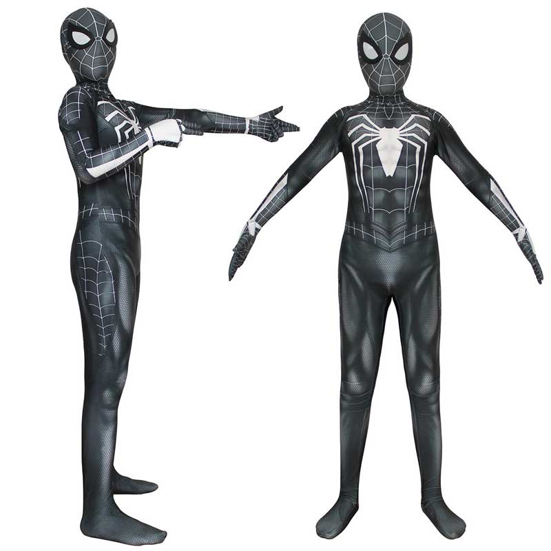 Marvel PS4 Spider-Man Spiderman Black Jumpsuit Cosplay Costume - ACcosplay