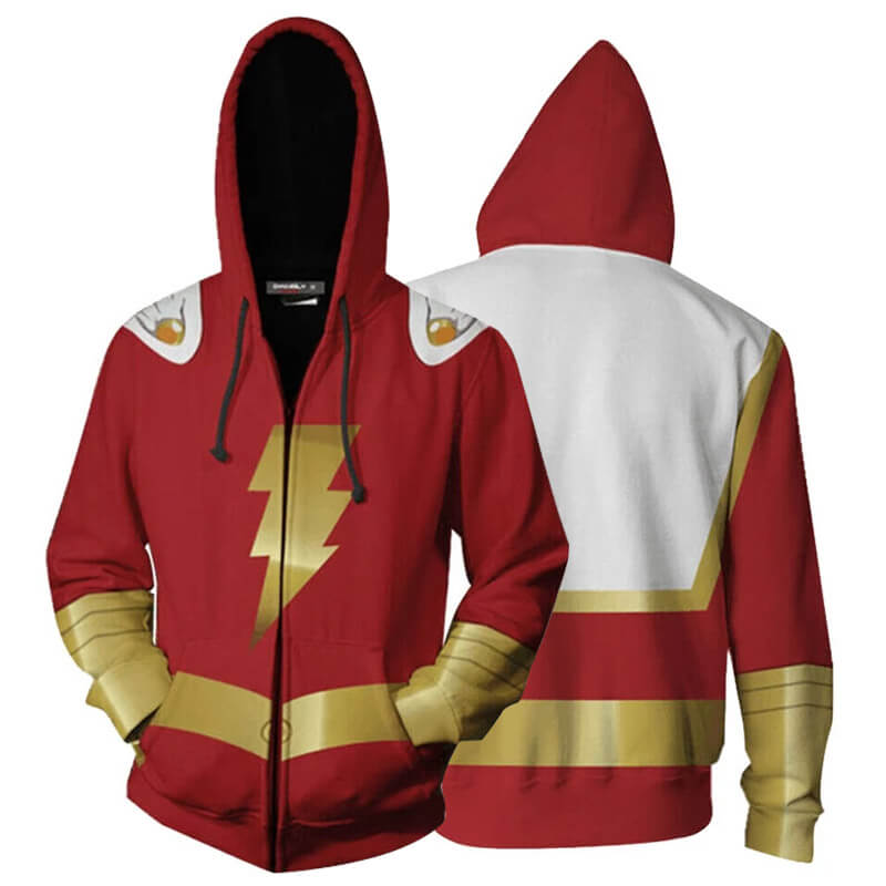 Shazam Billy Batson Captain Marvel 3D Printed Zipper Hoodie - ACcosplay