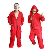 Unisex LA CASA De Papel Money Red Jumpsuit Hoodie with Mask Halloween Costume Kids Adults - ACcosplay