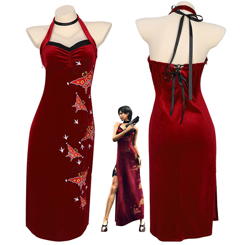 Resident Evil 4 Remake Ada Wong Cosplay Costume Sweater Dress Set with  Gloves