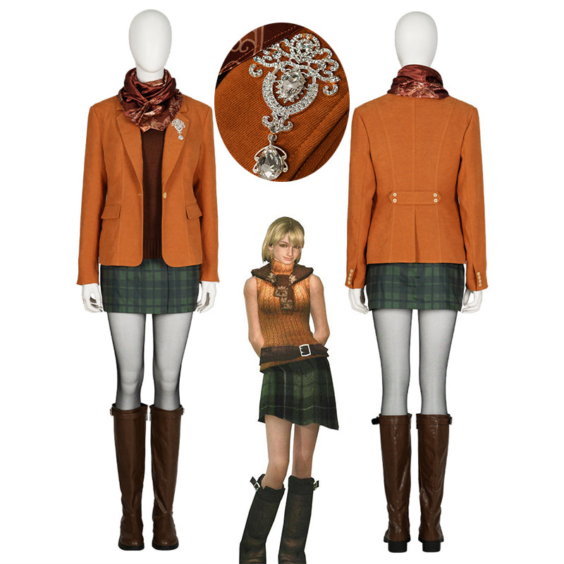 Game Resident Evil 4 Ashley Graham Cosplay Halloween Costume Set Women's  Outfit