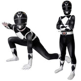 Kids Power Rangers Costume Black Ranger Cosplay Suit Mask Zentai Bodysuit
