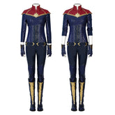 2022 Captain Marvel Carol Danvers Cosplay Costume Superhero Supergirl Battle Suit Blue Bodysuit