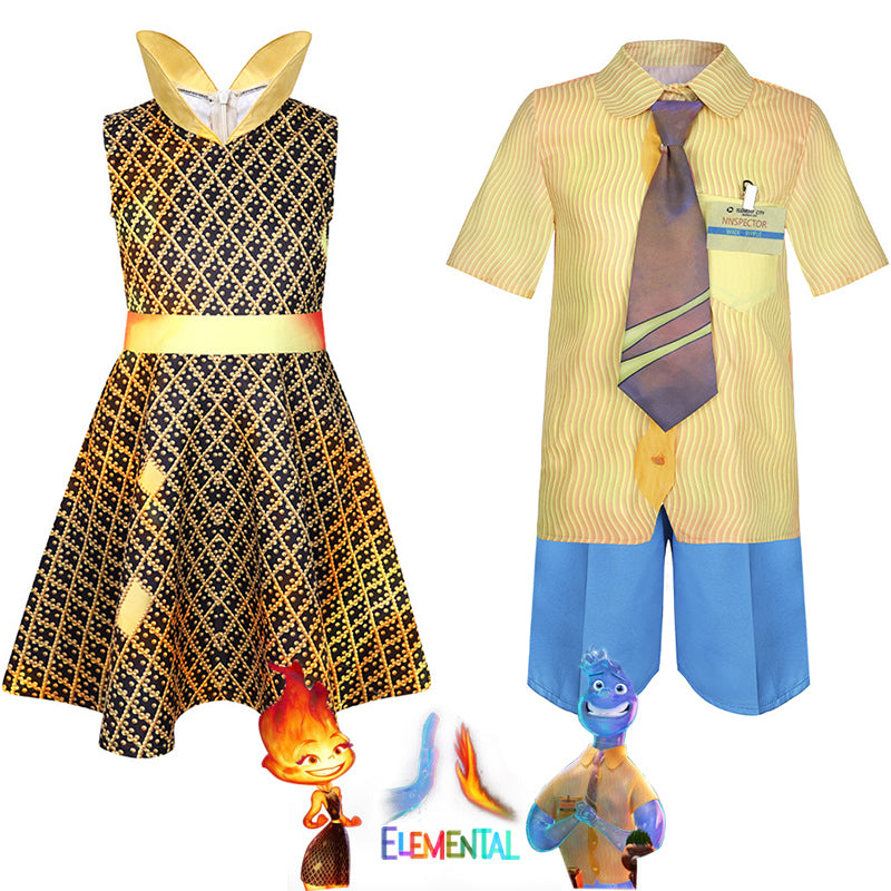 Elemental Ember Wade Cosplay Costume Fire Water Elemental Dress Unifor Elemental Ember Wade Cosplay Costume Fire Water Elemental Dress Unifor