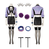 KDA Evelynn Cosplay League Of Legends Costume Purple Sexy Uniform Bra Coat Skirt