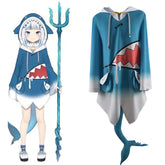 Gawr Gura Cosplay Hololive Virtual Vtuber Costume Cute Blue Shark Coat Hoodie
