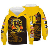 Kids Cobra kai Hoodie Karate Kid Cosplay Costume 3D Printed Jacket Pullover Sweatshirt Children
