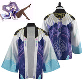 Genshin Impact Keqing Cosplay Summer Kimono Purple Cardigan Coat Shawl Cloak