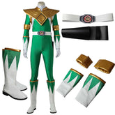 Mighty Morphin Power Rangers Costume Green Ranger Cosplay Jumpsuit Zentail Jumpsuit Zentai Bodysuit Boots Cosplay Adult