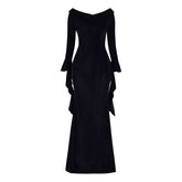 The Addams Family Morticia Cosplay Costume Morticia Addams Black Vintage Dress Halloween Suit