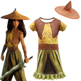Raya and The Last Dragon Costume Girls Cartoon Printed Princess Dress