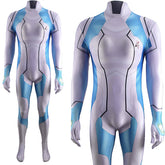 Metroid Dread Gameplay Samus Aran Zero Suit Blue Jumpsuit Adult Kids Costume