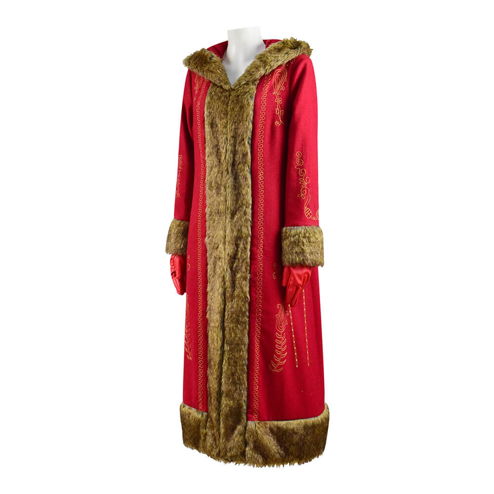 The Christmas Chronicles 2 Mrs. Claus Cosplay Costume Red Wool Long Coat Outfit