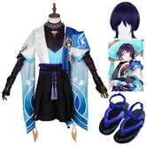 Genshin Impact Scaramouche Wanderer Cosplay Scaramouche Costume Wigs Shoes Halloween Suit