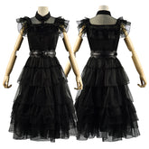 Wednesday Black Dress 2022 Wednesday Addams Raven Dance Dress Cosplay Costumes Halloween Dress