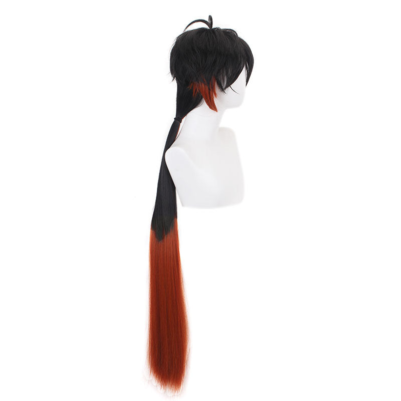 Genshin Impact Zhongli Cosplay Costume Anime Morax Brown Suit Wigs Shoes