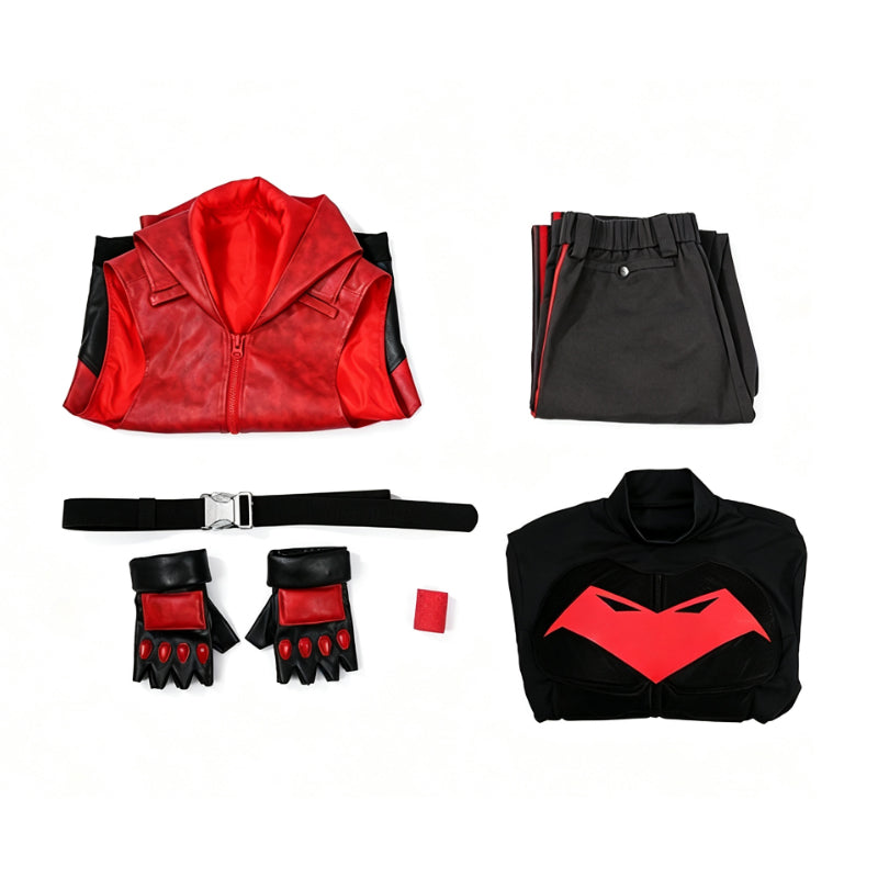 Red Hood Jason Todd Rebirth Cosplay Costume Red Leather Halloween Suit ACcosplay