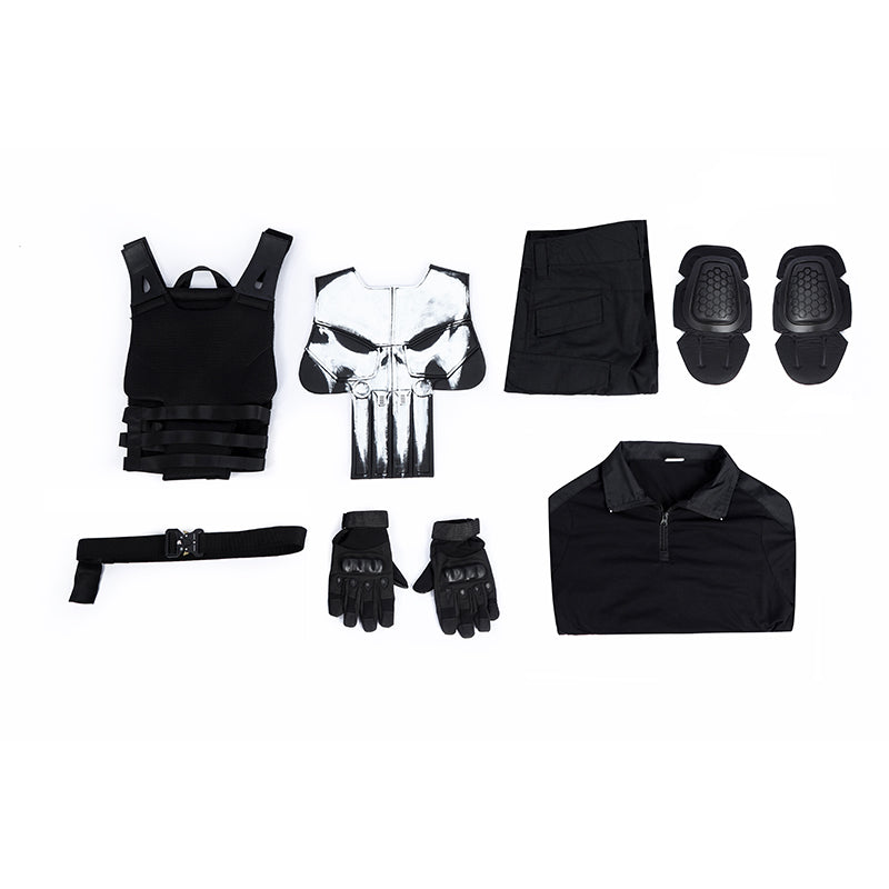 The Punisher Cosplay Costume Frank Castle Skull Suit One Last Kill Halloween ACcosplay