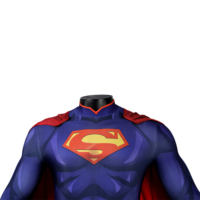 DC The New 52 Superman Clark Kent Superhero Cosplay Costume Print Jumpsuit Cloak ACcosplay
