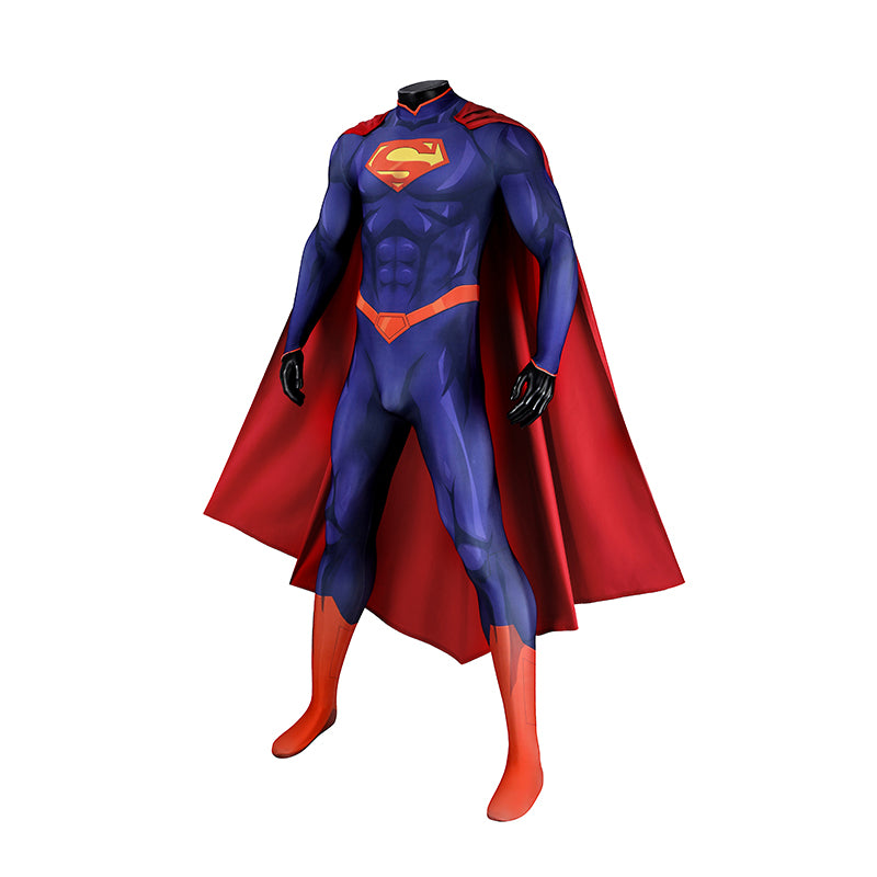 DC The New 52 Superman Clark Kent Superhero Cosplay Costume Print Jumpsuit Cloak ACcosplay