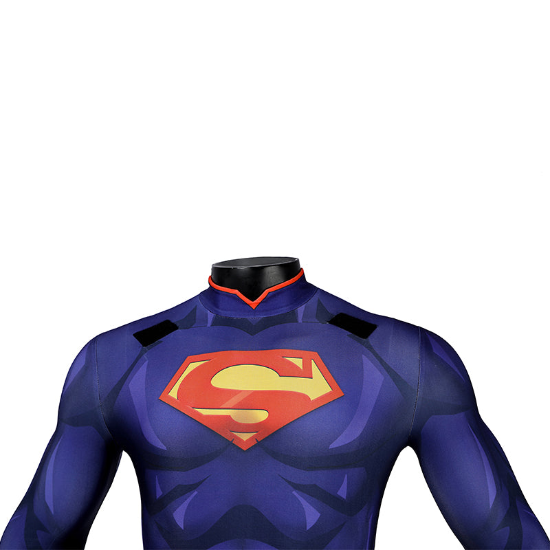 DC The New 52 Superman Clark Kent Superhero Cosplay Costume Print Jumpsuit Cloak ACcosplay