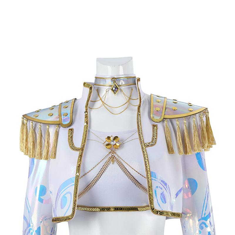 Deluxe Kpop Demon Hunters Mira Cosplay Costume Golden White Dance Suit ACcosplay