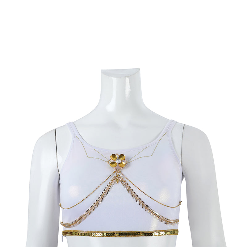 Deluxe Kpop Demon Hunters Mira Cosplay Costume Golden White Dance Suit ACcosplay