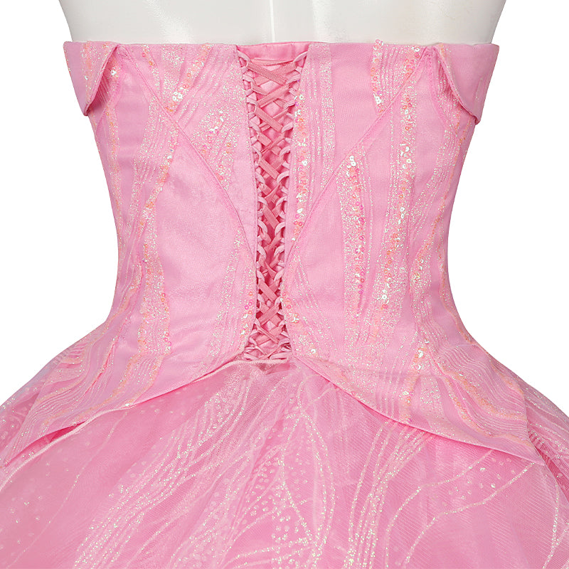 Glinda Wicked Witch Pink Wedding Dress Halloween Costume Outfit Version 2 ACcosplay