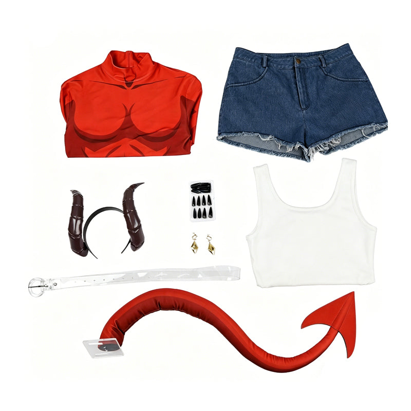 Dispatch Malevola Cosplay Costume Red Jumpsuit Halloween Outfit ACcosplay
